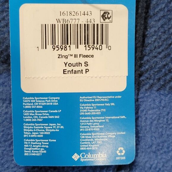 Columbia Fleece Jacket Boys Youth Size Small (8) Zing III Blue Check Zip Front - Picture 10 of 14